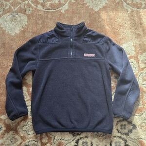 Vineyard Vines Navy Fleece Pullover - Whale Logo